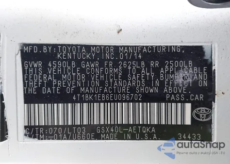 2014 Toyota Avalon Xle Touring from USA, damaged, VIN 4T1BK1EB6EU096702